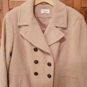 St. John's Bay Wool blend Tan Double-Breasted Coat